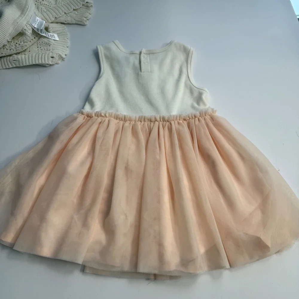 Peter Rabbit Girls 2 Piece Dress Knit Cardigan Bunny Set Pink Tulle 18 months